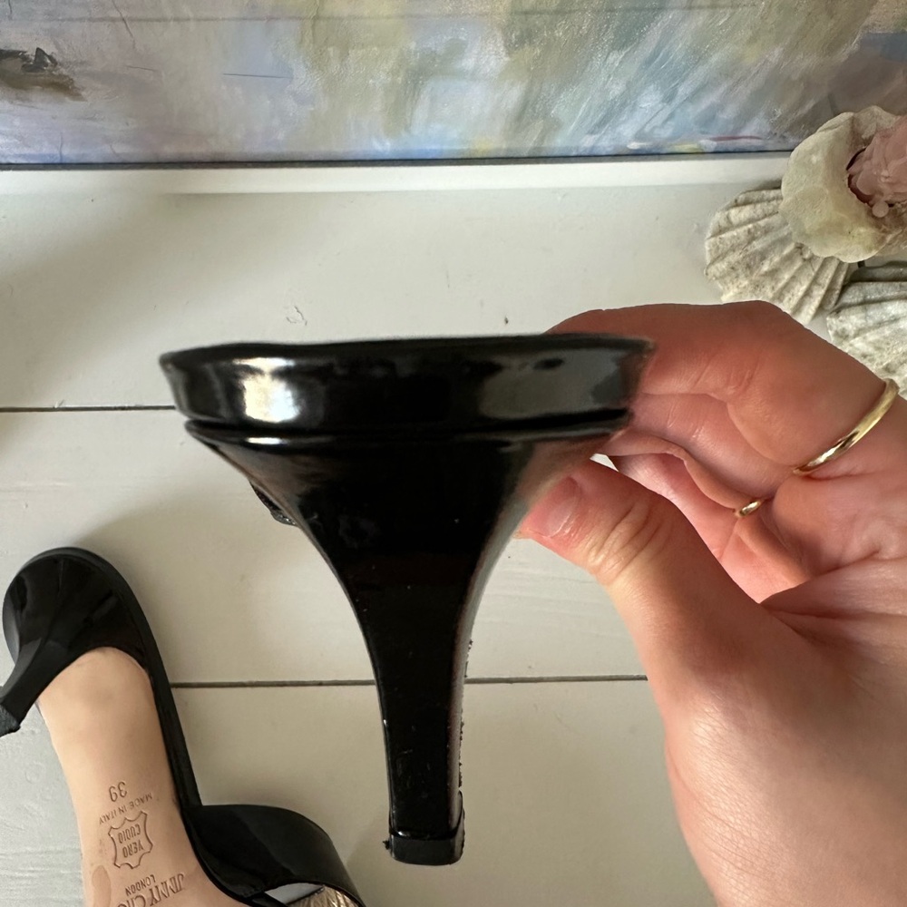 Vintage Jimmy Choo Black Patent Leather Kitten-Heel Mules - Picture 5 of 5